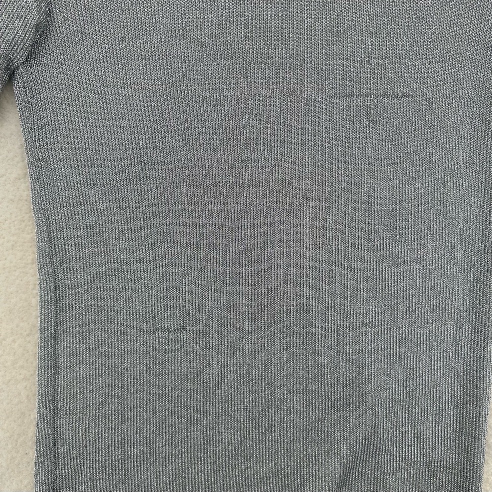 Metallic Mesh Gray/Silver Ribbed Knit Long Sleeve - Picture 7 of 7